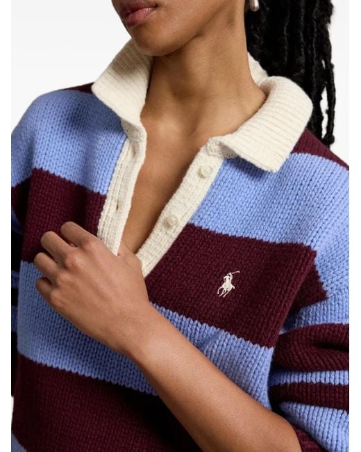Polo Ralph Lauren Red Striped Rugby Polo Sweater