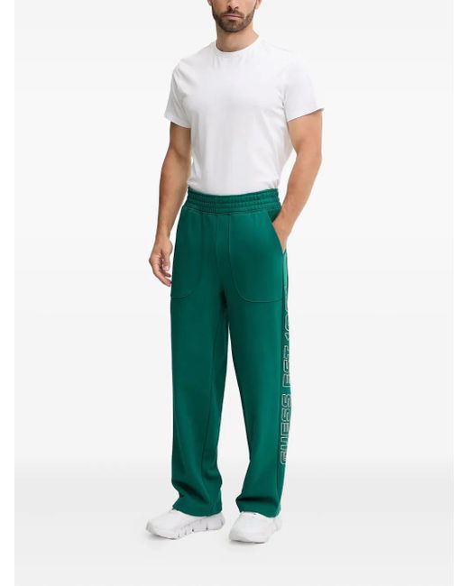 Guess Green Logo-Detail Panelled Trousers for men