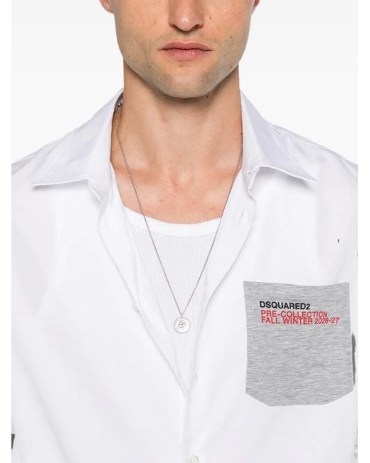 Camicia Con Logo di DSquared² in White da Uomo