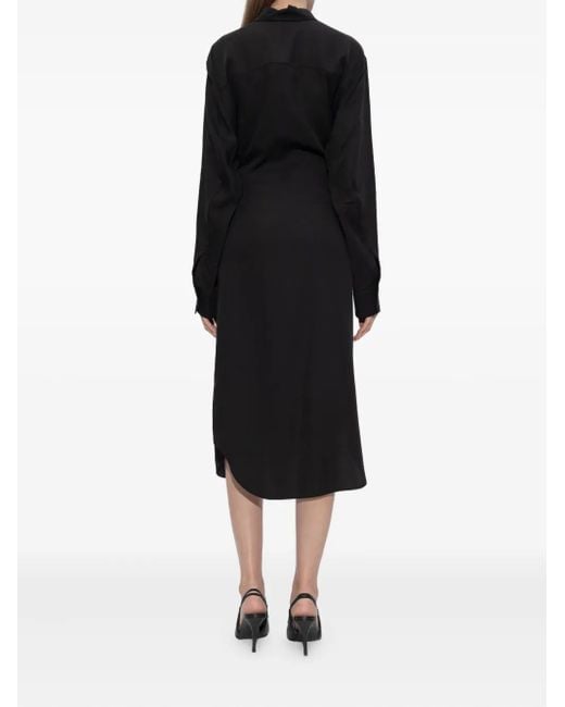 DIESEL D-Iletta Midi-Jurk Met Knopen En Geknoopt Detail in het Black