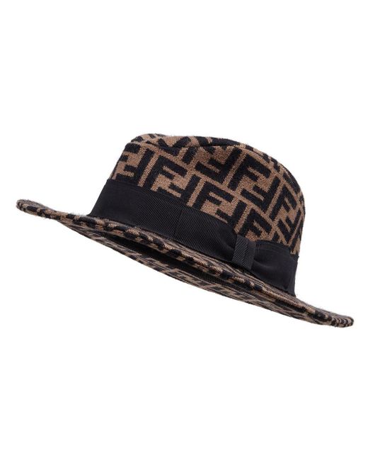 Fendi Ff Motif Fedora Hat in Brown | Lyst