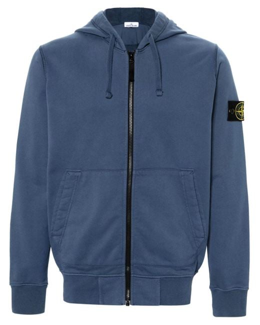 Stone Island Blue Compass-badge Cotton Hoodie for men
