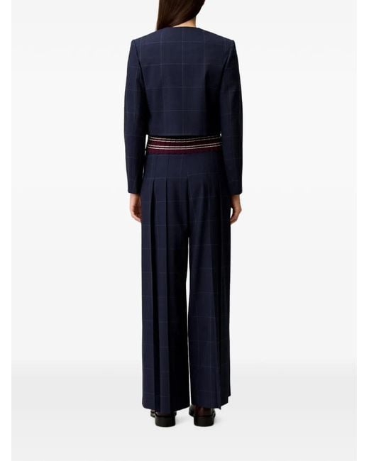 Claudie Pierlot Blue Checked Boxy Jacket