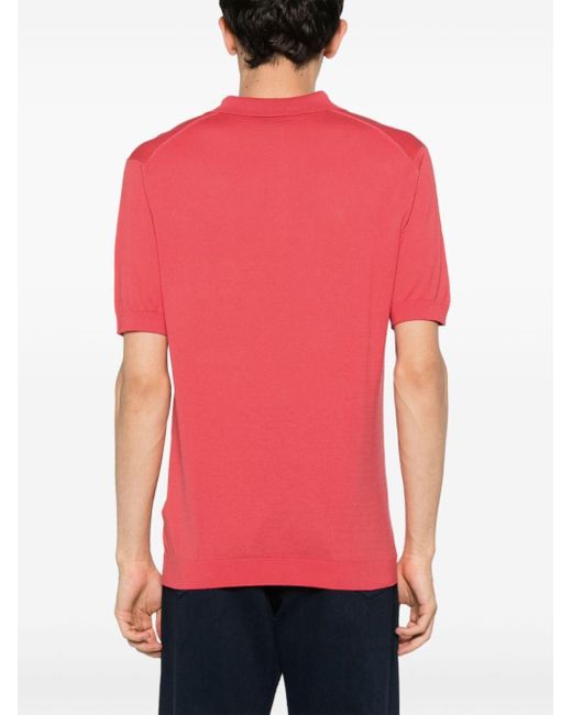 John Smedley Red Adrian Fine-knit Polo Shirt for men