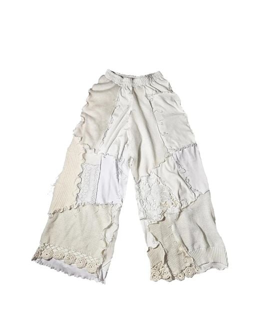 Pantaloni Fluff Con Design Patchwork di Borbala in White
