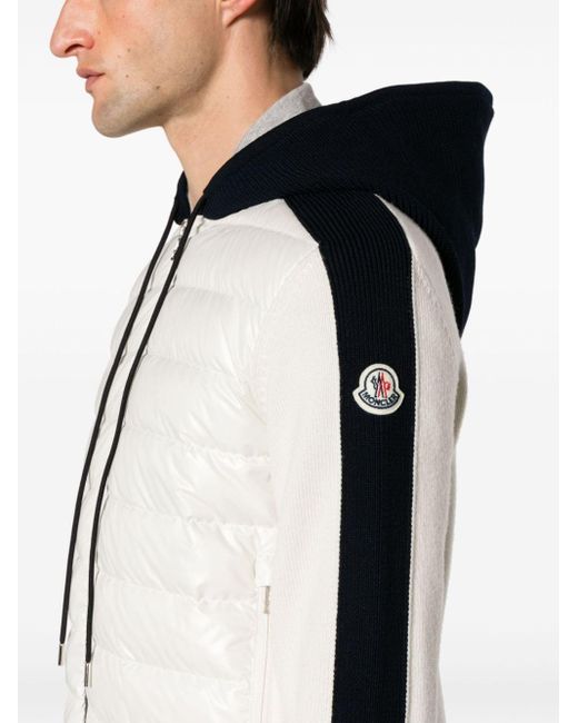 Moncler White Zip-up Down Hoodie for men