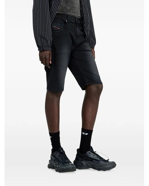 DIESEL Black Short Slim En Denim Coloré for men