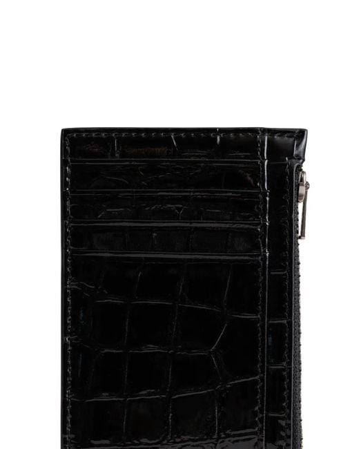 Yu Mei Black Frank Crocodile-Embossed Leather Cardholder