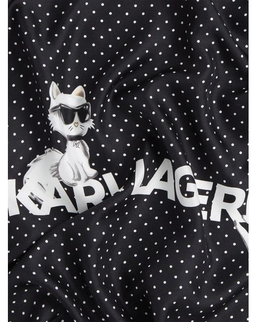 Karl Lagerfeld Black Ikonik Choupette Polka-Dot Scarf