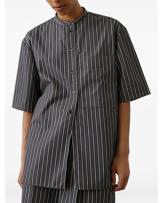Soeur Gray Hannah Striped Short-Sleeve Shirt