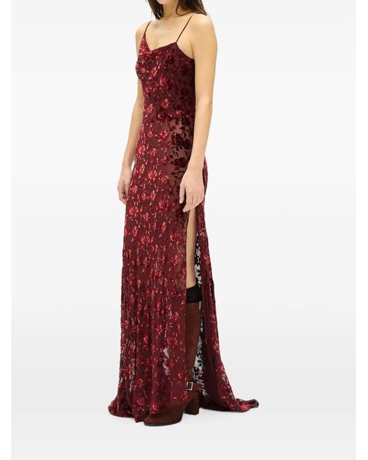 Ann Demeulemeester Red Devoré-Effect Maxi Dress
