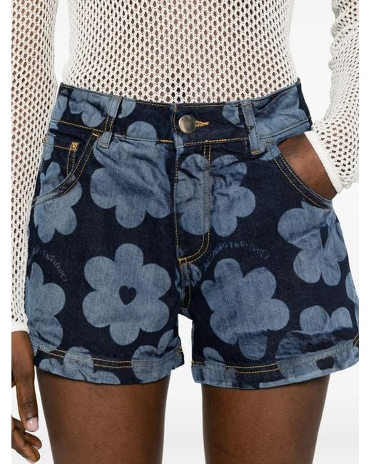 ALESSANDRO ENRIQUEZ Blue Floral-Print Shorts