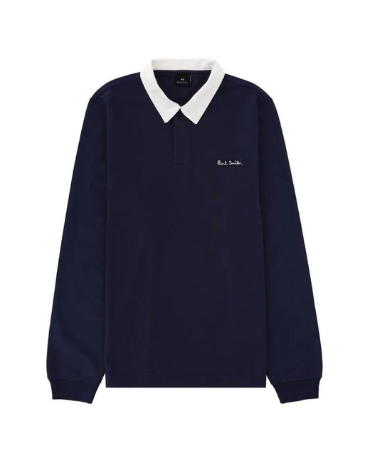 Paul Smith Blue Logo-Embroidered Contrast-Collar Sweatshirt for men