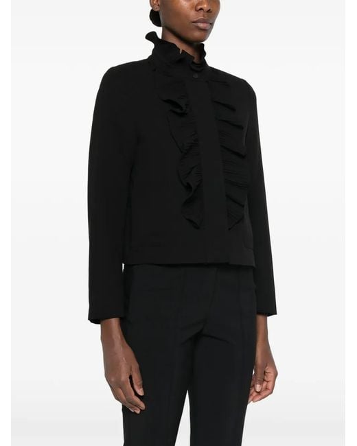 Psophia Black Ruffled Pleated Jacket