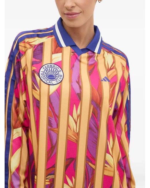 Vestido a rayas con estampado tropical de x Farm Premium Adidas de color Red