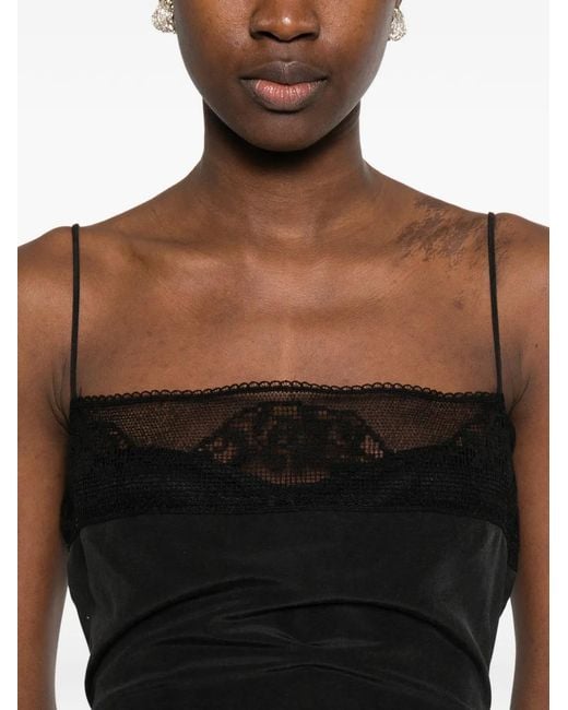 Magda Butrym Black Lace-Trim Gathered-Detail Mini Dress
