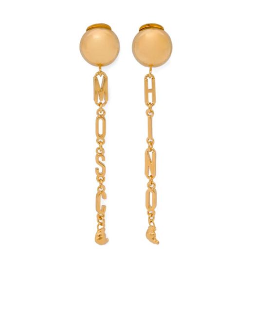 Pendientes con letras del logo Moschino de color Metallic