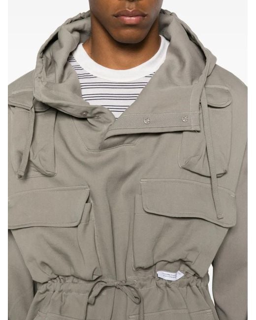(w)taps Gray Multi-Pocket Hoodie for men