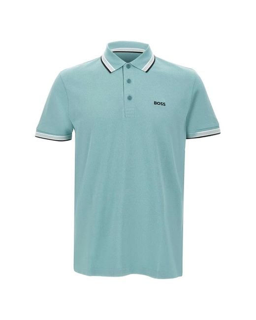 Boss Blue Polo Paddy À Bords Rayés for men