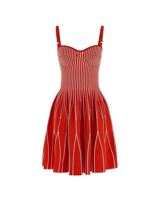 Elisabetta Franchi Red Two-Tone Knitted Mini Dress