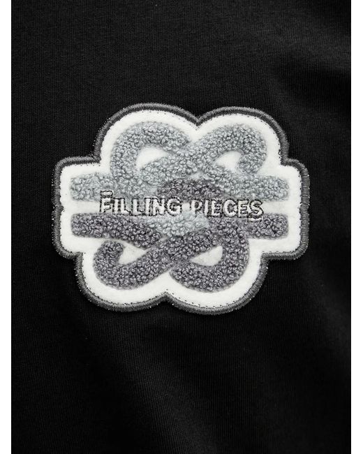 Filling Pieces Black Gowtu Logo-Patch Crew-Neck T-Shirt for men