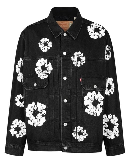 DENIM TEARS Black X Levi's Wreath-Print Denim Jacket for men