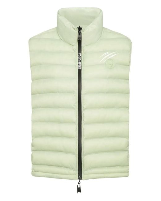 Philipp Plein Green High-Neck Sleeveless Gilet
