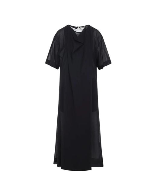 Carven Black Draped Midi Dress