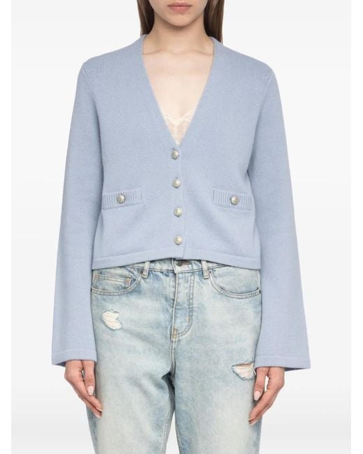 Zadig & Voltaire Blue Wide-Sleeve Cashmere Cardigan