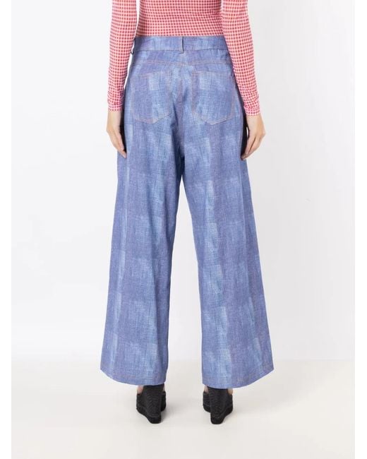Amir Slama Blue Crochet-Patch Culotte Trousers