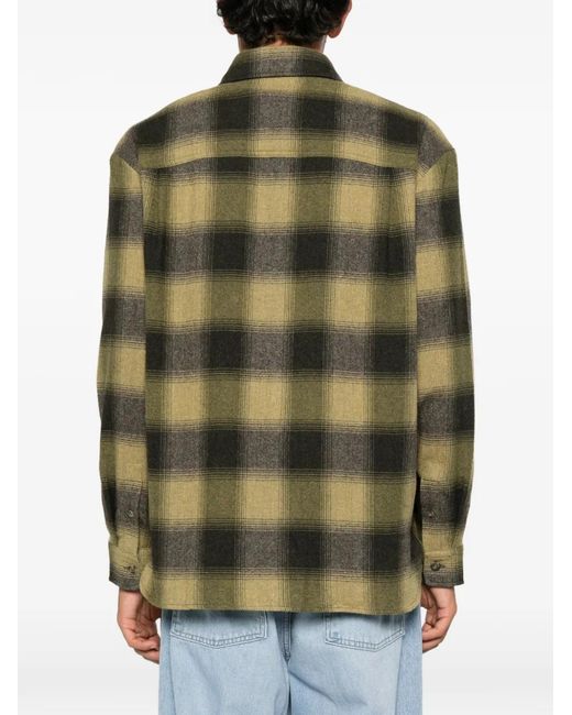 A.P.C. Green Check-Pattern Button-Up Shirt for men