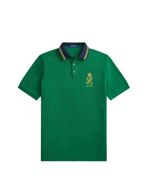 Polo Ralph Lauren Green Buttoned Logo Polo Shirt for men