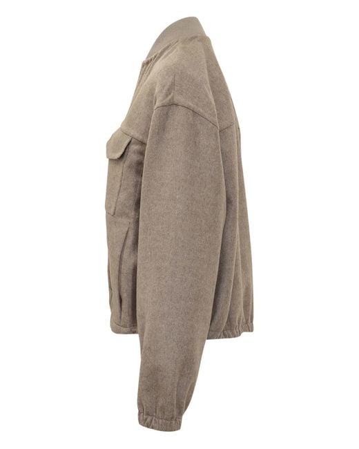 Brunello Cucinelli Brown Wool Bomber Jacket