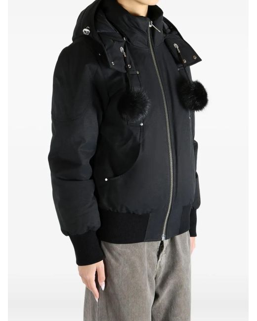 Moose Knuckles Black Hooded Pompom Jacket