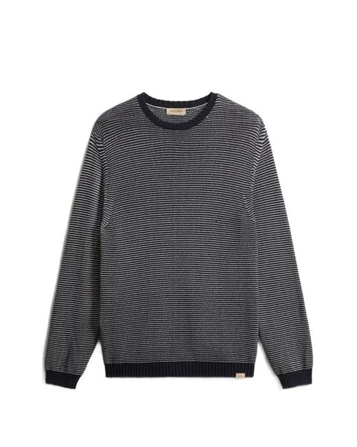 Woolrich Gray Striped Crew-Neck Sweater for men