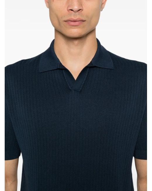 Corneliani Blue T-Shirt En Maille À Design Côtelé for men