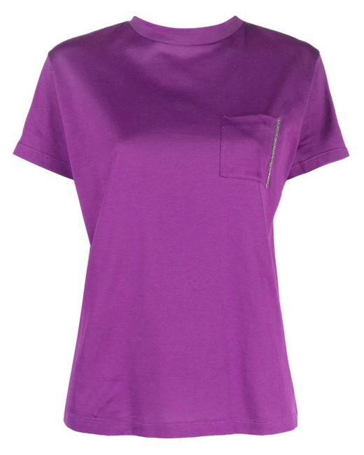 Fabiana Filippi Purple Chain-Detail Cotton T-Shirt