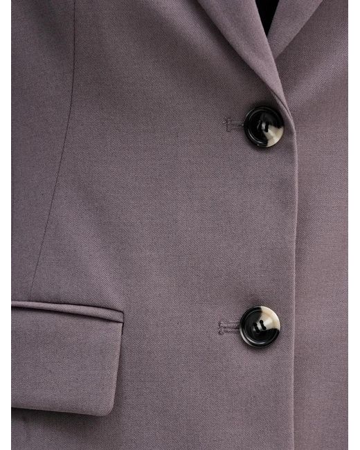 Sisley Purple Buttoned V-Neck Blazer