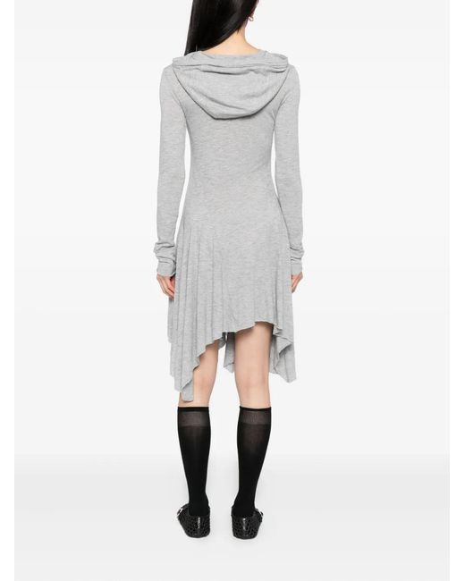 OPEN YY Gray Logo Hooded Mini Dress