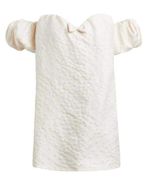 Markarian White Brigitte Brocade-Effect Silk Dress