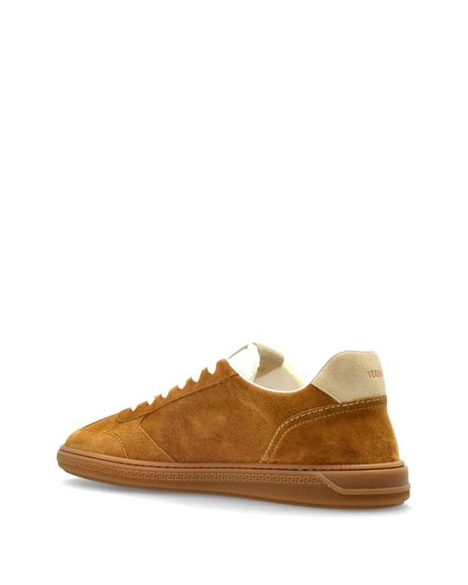 Versace Brown Greca Panelled Sneakers for men