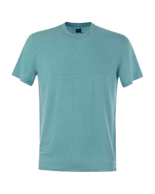 Fedeli Blue Crew-Neck T-Shirt for men