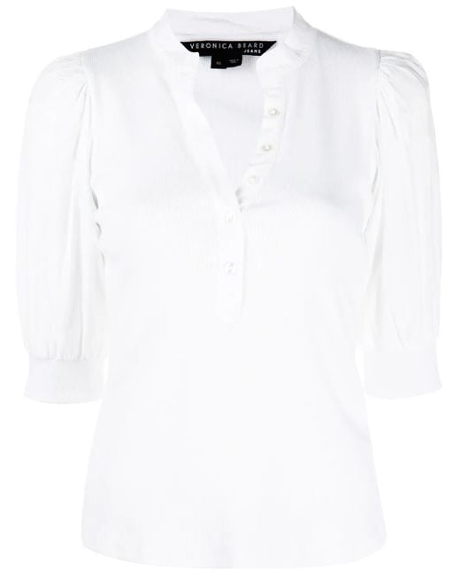 Veronica Beard White Coralee Button-Up Top