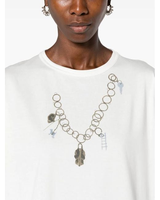Fabiana Filippi White Graphic-Print T-Shirt Minidress