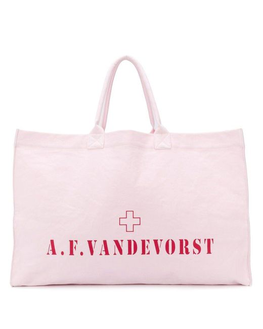 A.F.Vandevorst Pink Logo Large Tote Bag