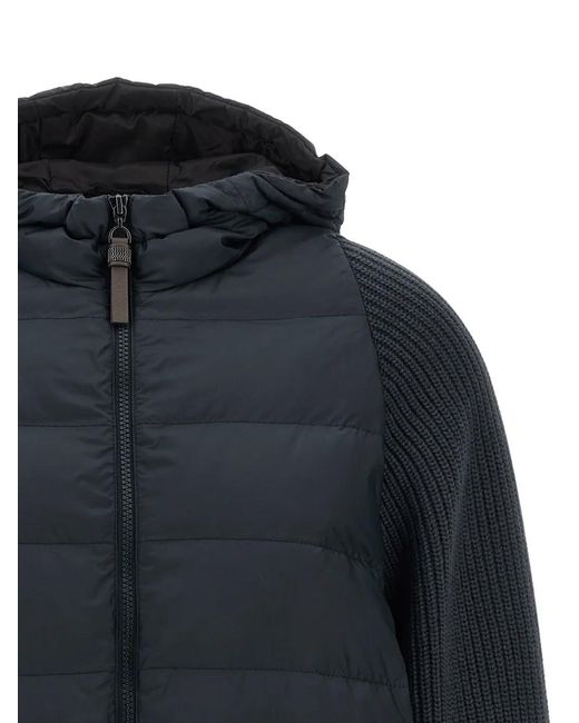 Brunello Cucinelli Blue Quilted Down Jacket