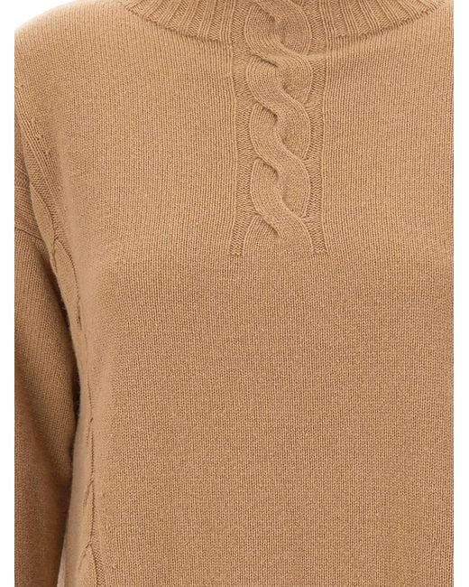Kangra Natural Cable-Knit High-Neck Sweater