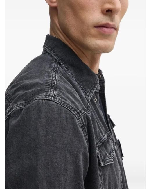 Karl Lagerfeld Langärmeliges Jeanshemd in Gray für Herren