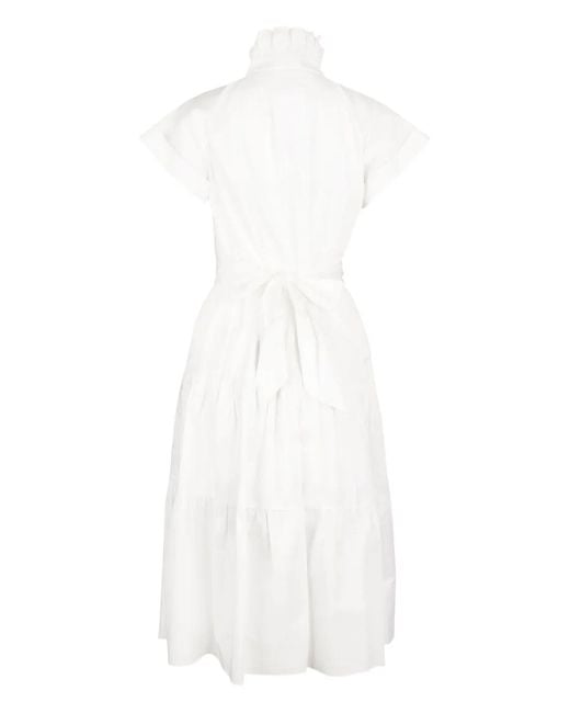 CHRISTY LYNN White Jonah Belted Ruffled Midi Dress