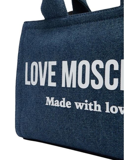 Love Moschino Blue Logo-Detail Tote Bag